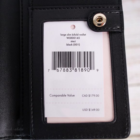 NWT Kate Spade Staci Slim Bifold Wallet in Black - Picture 7 of 7